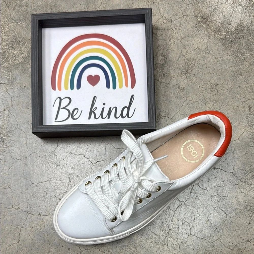 * 1901 White and Red Sneakers Minimalist Design